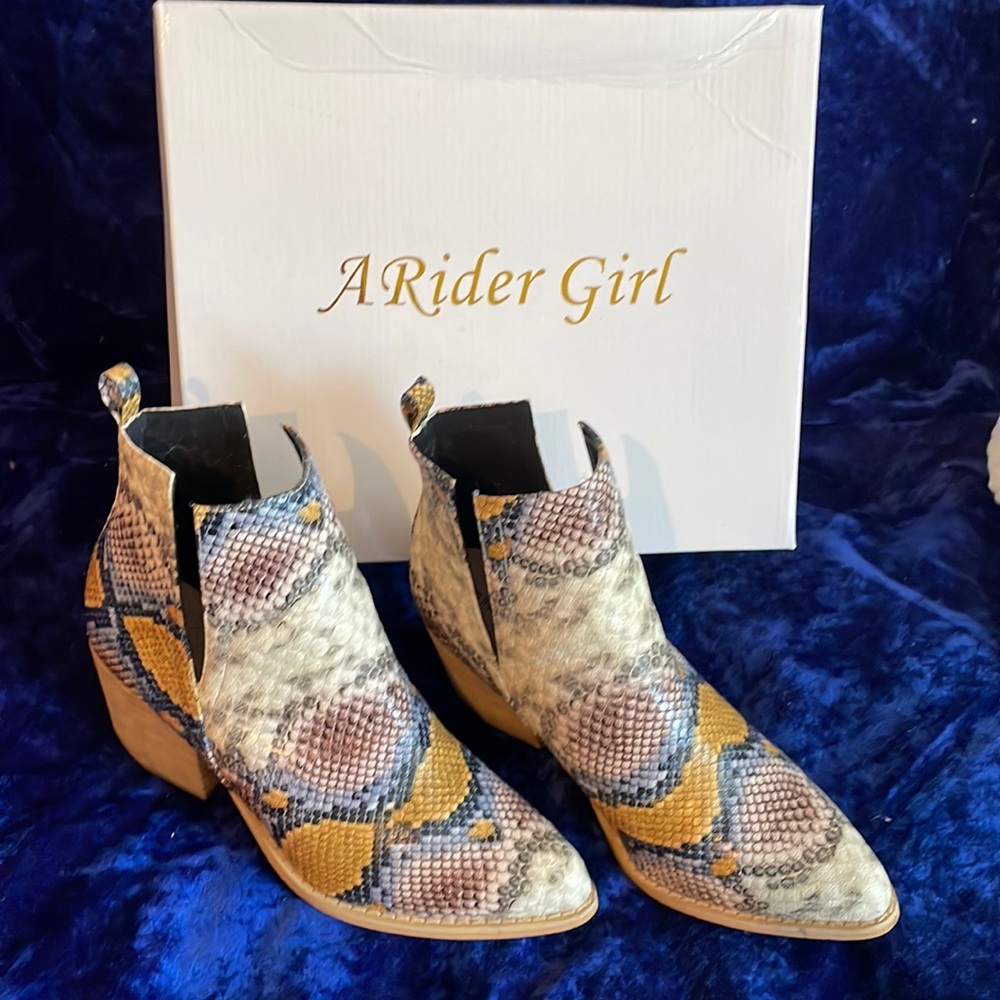 Faux snake booties